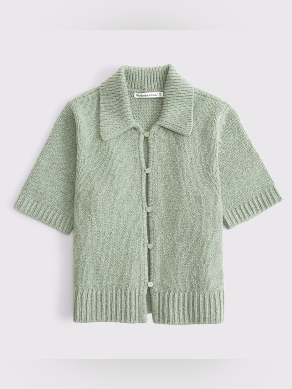 Abercrombie & Fitch Sage Green Short-Sleeve Knit Cardigan NWT